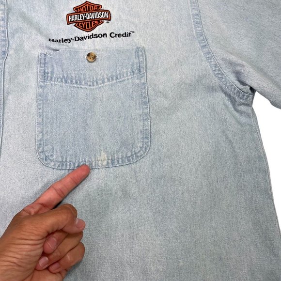 Vintage Blue Point Harley Davidson Button Down- Biker- Embroidered- Men’s XL - Picture 5 of 12